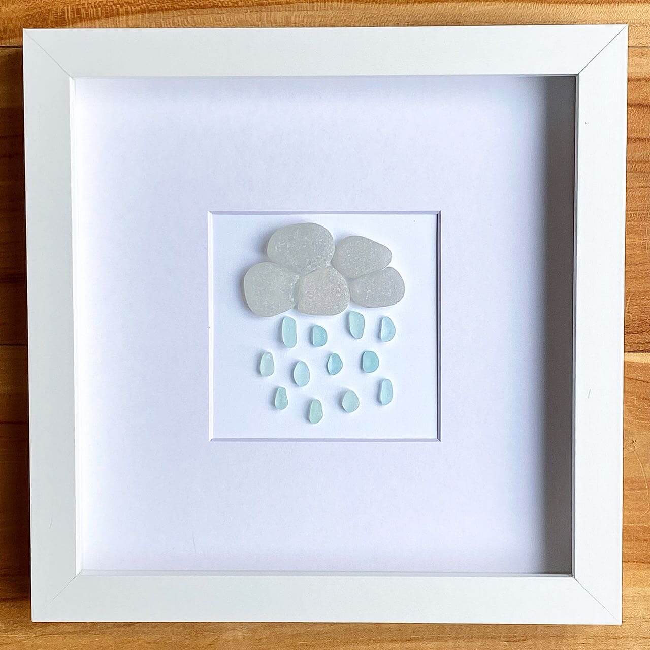 Rain clouds sea glass art