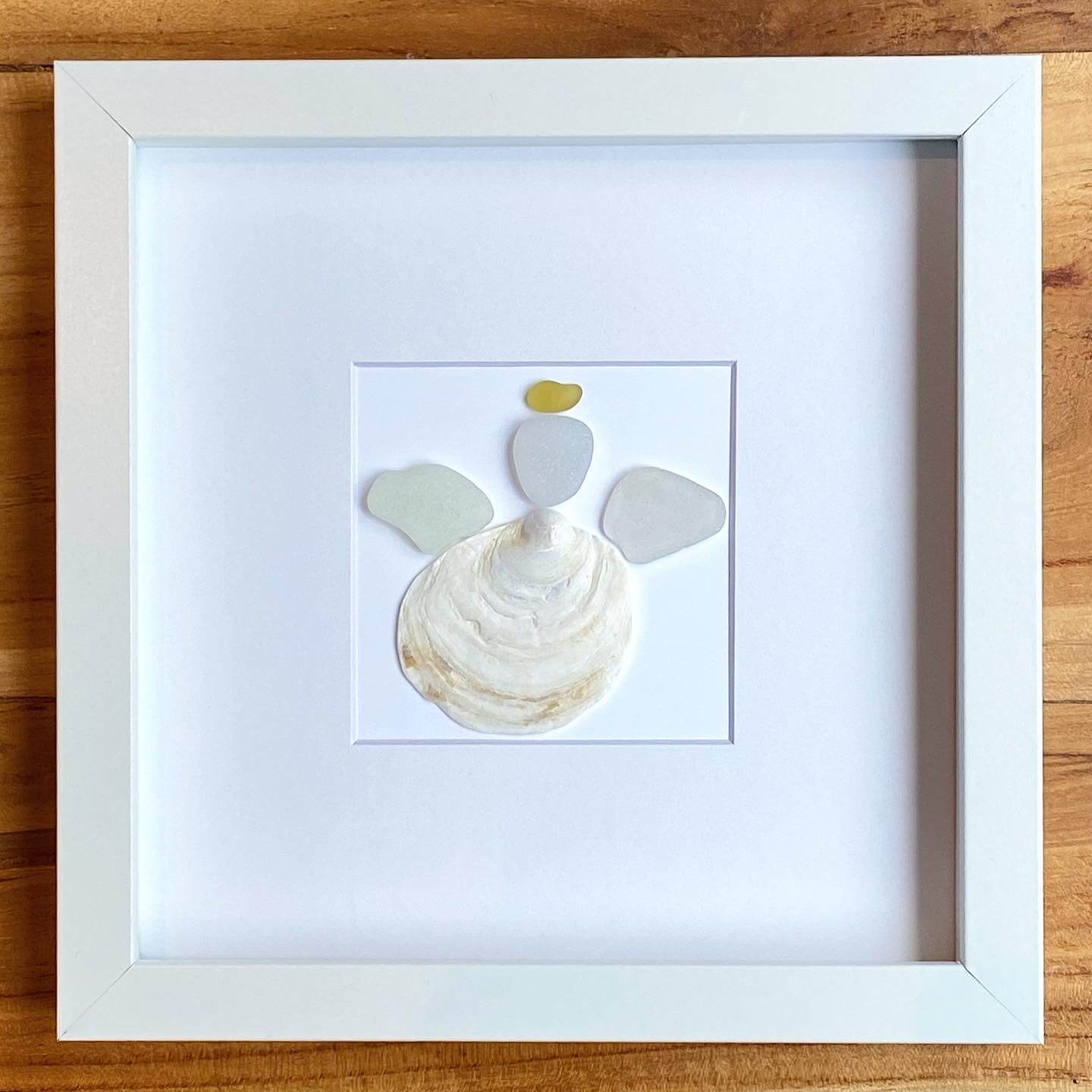 angel shell and sea glass art