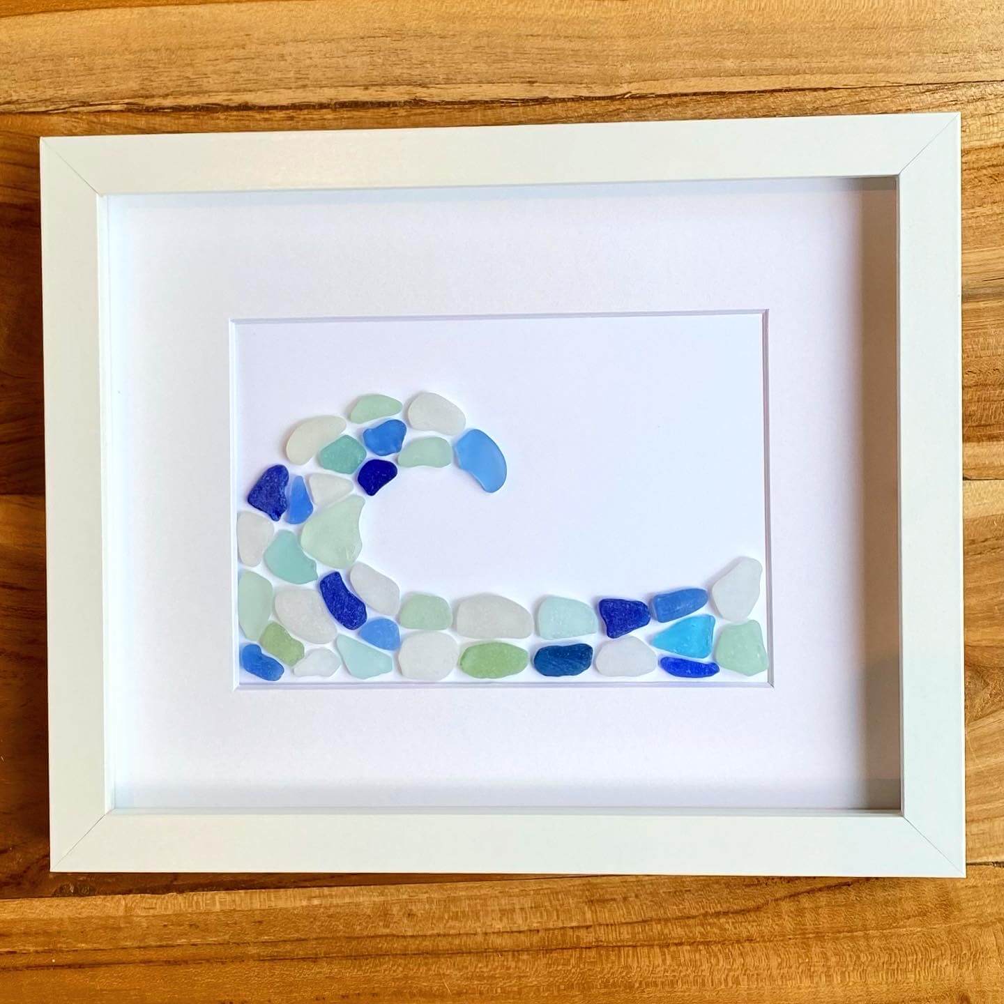 blue ocean wave seaglass collage