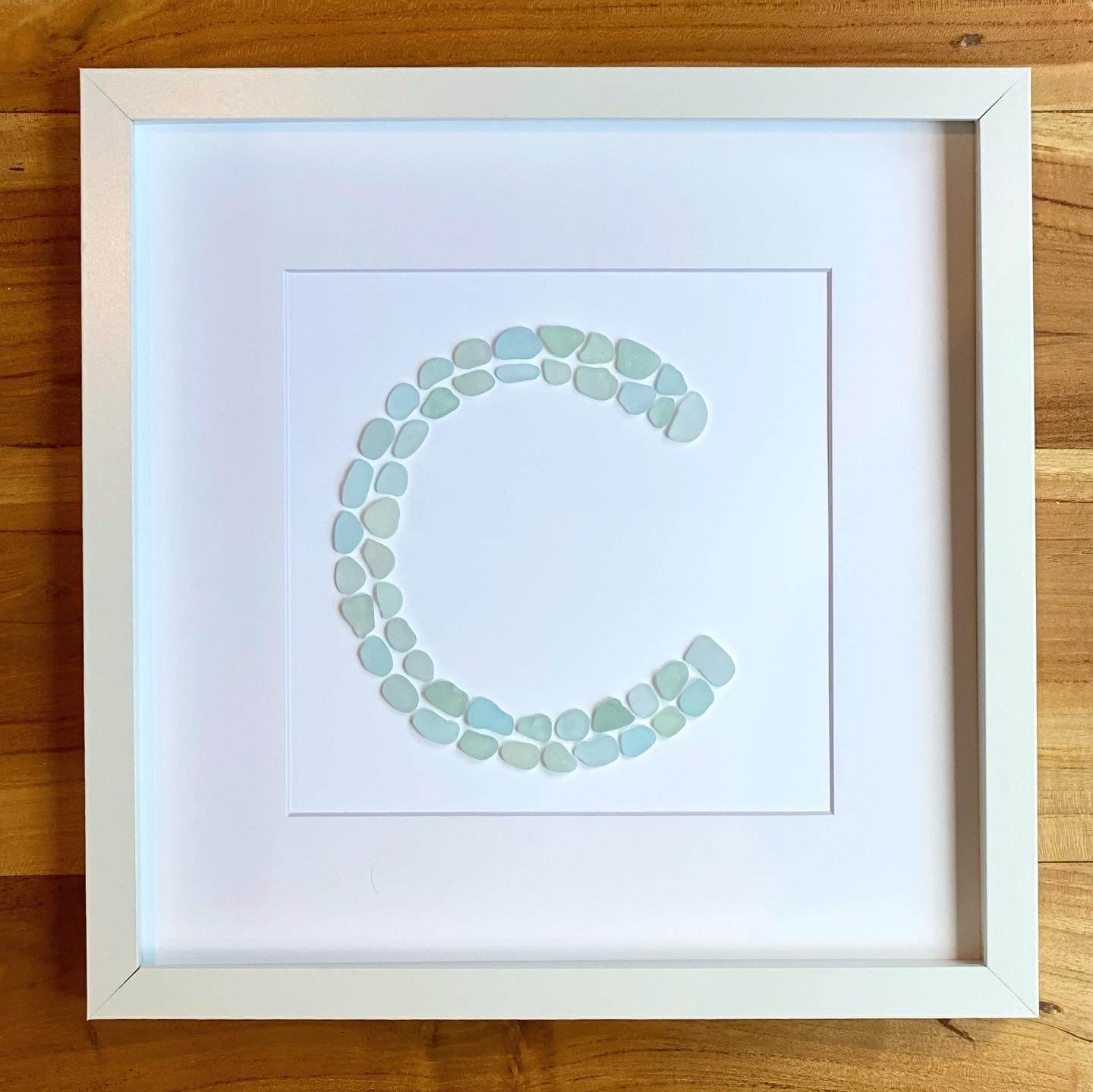 C Initial sea glass artwork for childs room