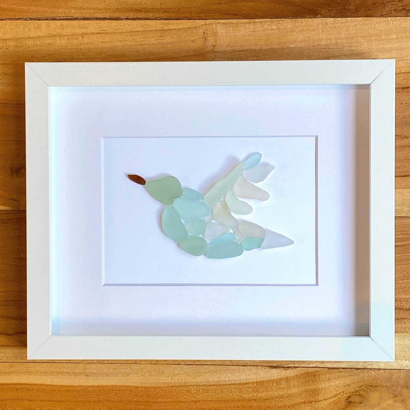 flying sea gull sea glass art