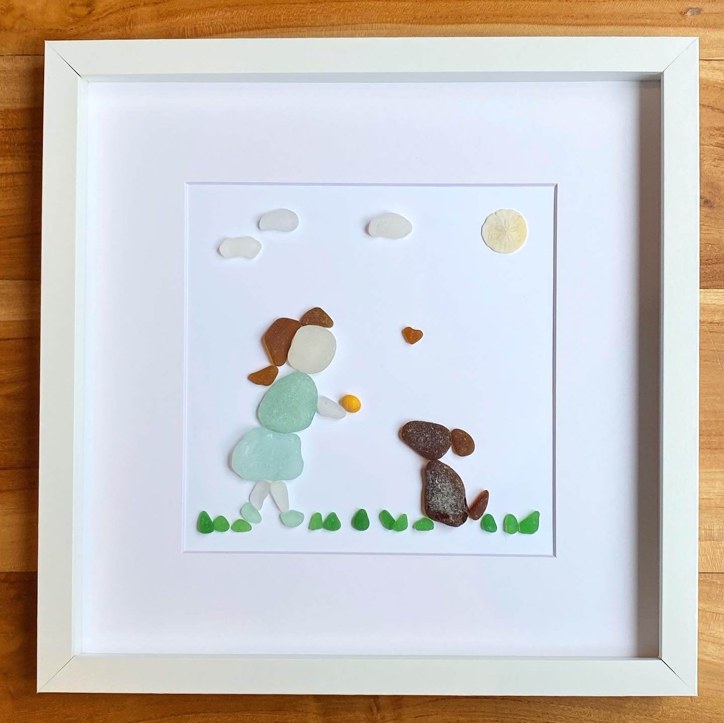 good boy good doy sea glass framed art