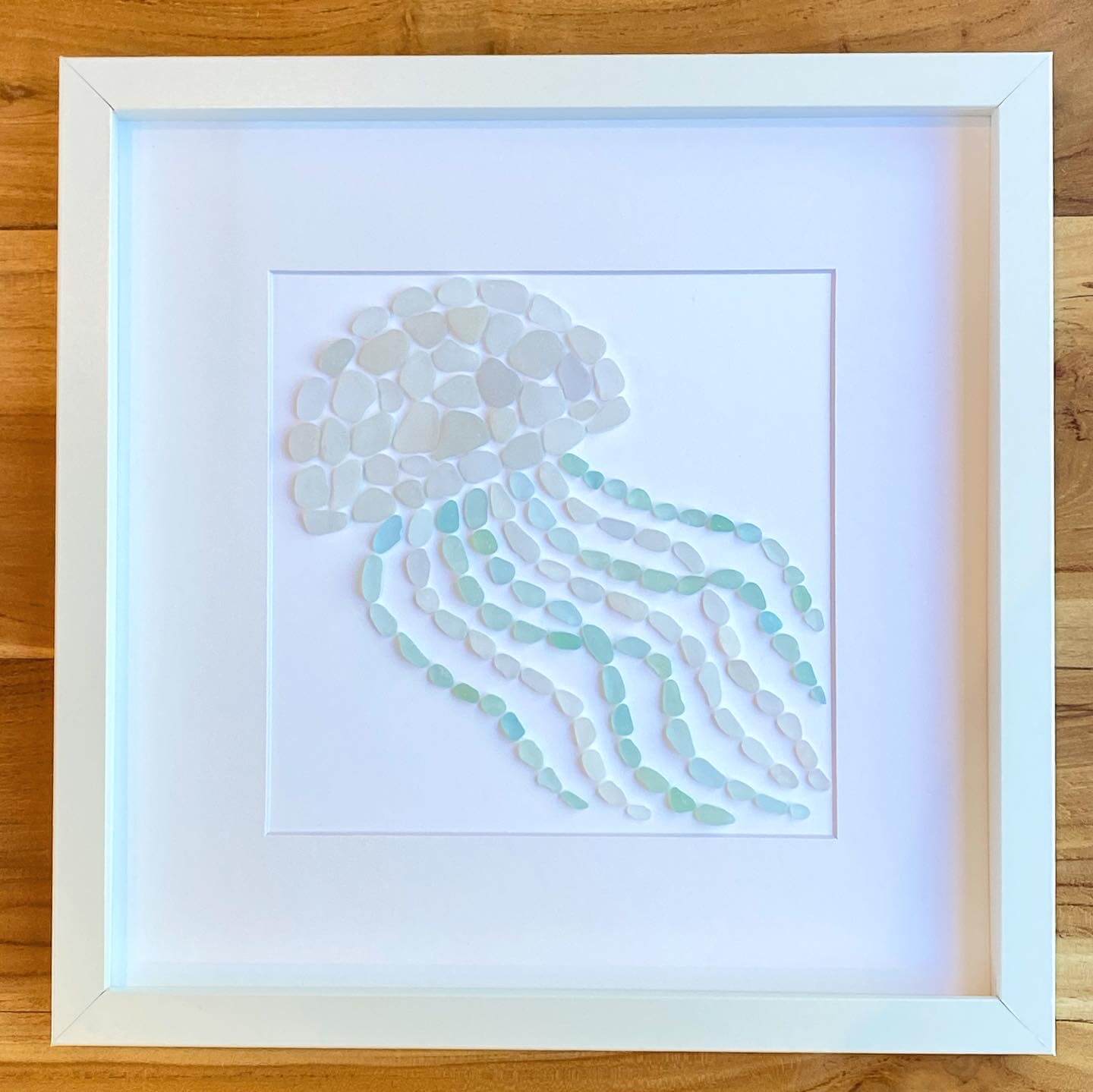 jellyfish sea glass framed collage