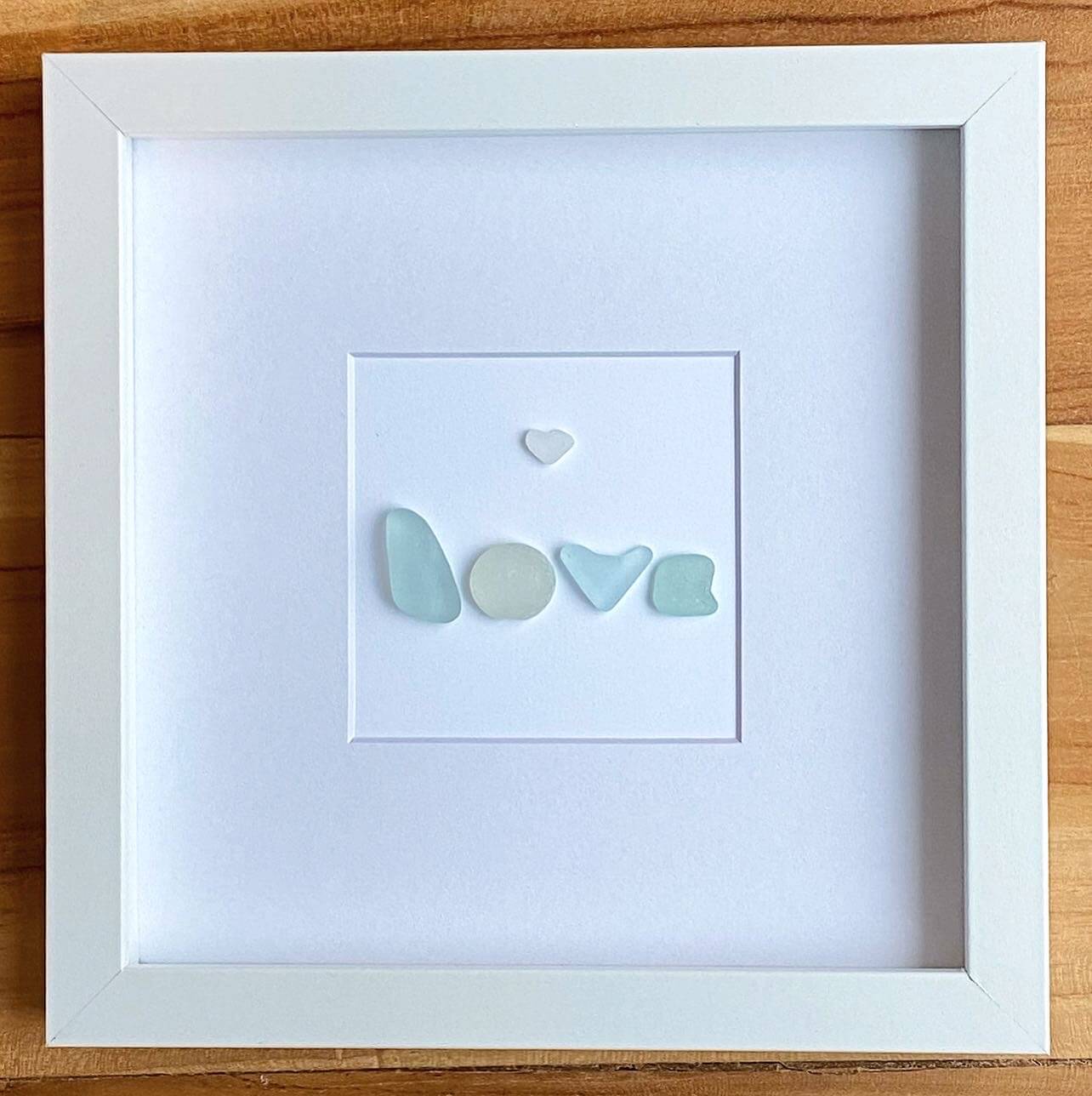 Love sea glass framed collage