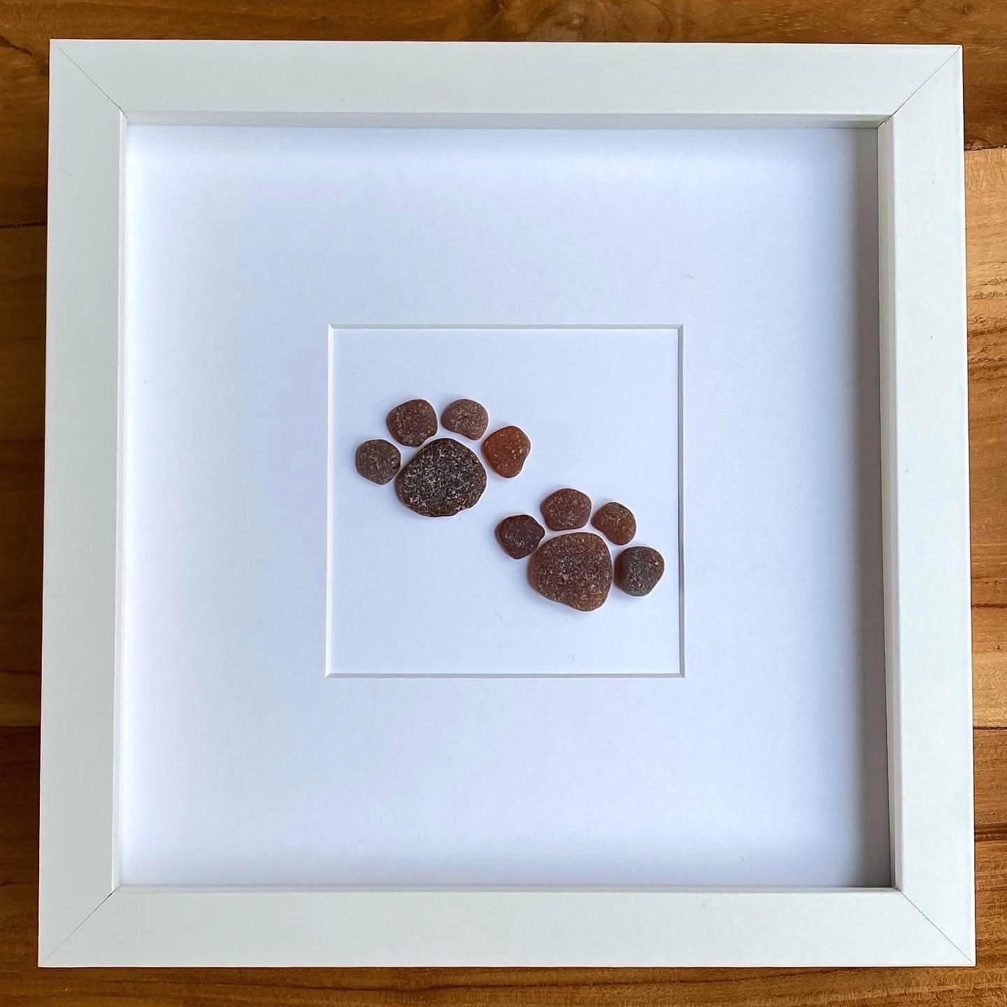 brown dog paw print sea glass artwork decor