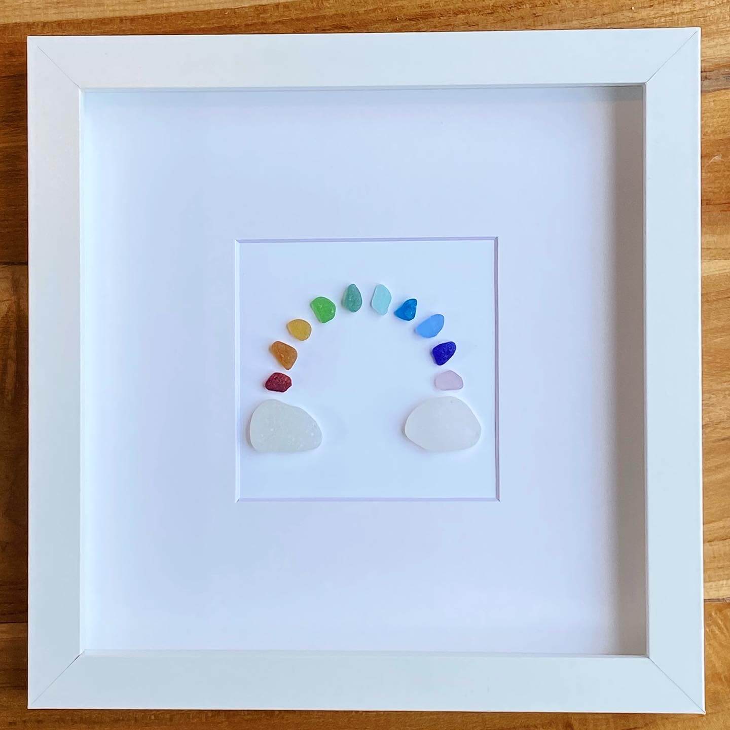 rainbow sea glass framed artwork