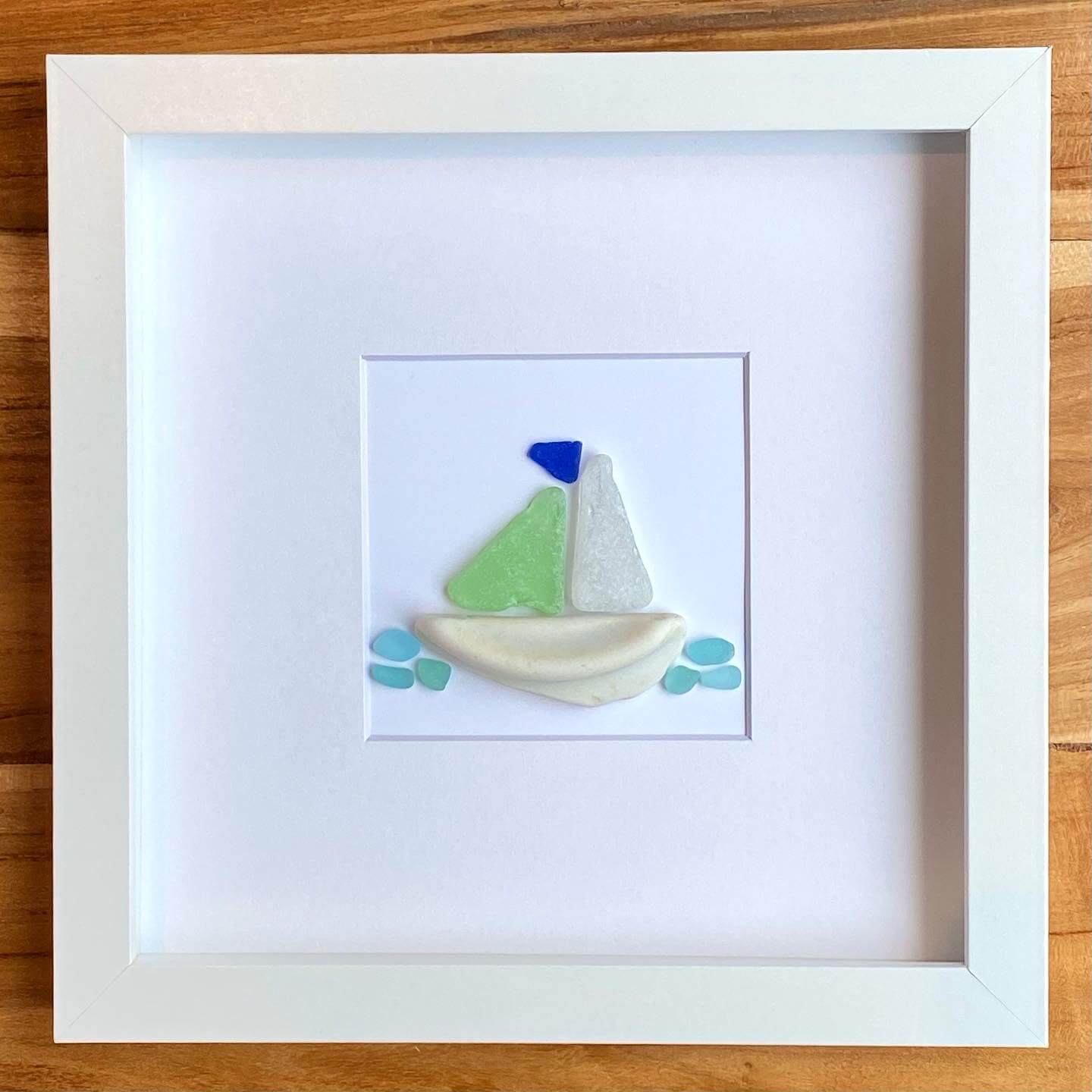 sailboat sea glass framed artwork