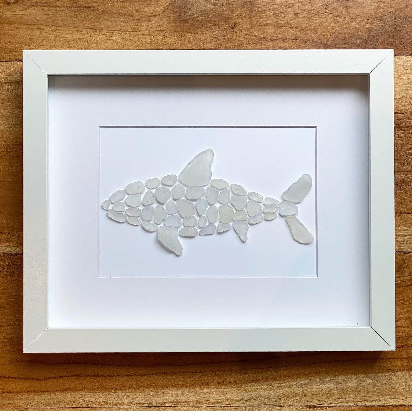 white shark sea glass art