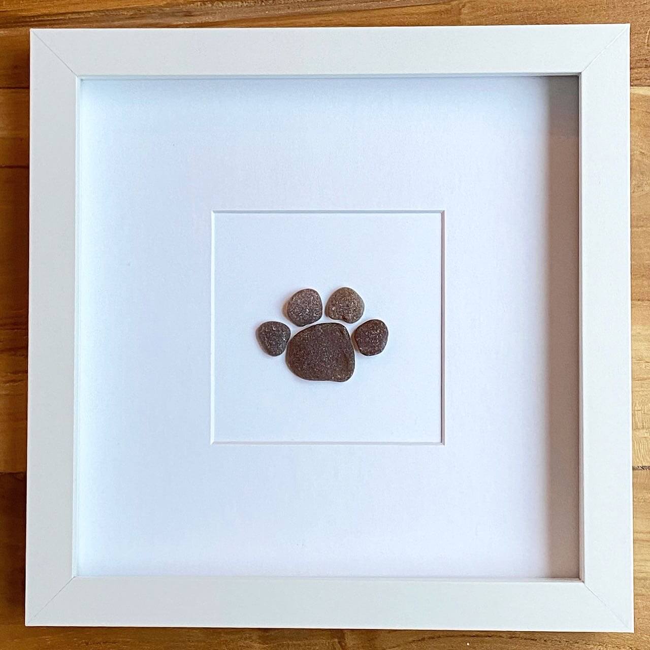 single brown paw print sea glass for dog lovers