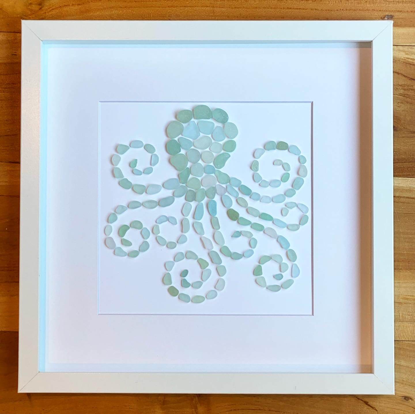 whimsical octopus sea glass framed art