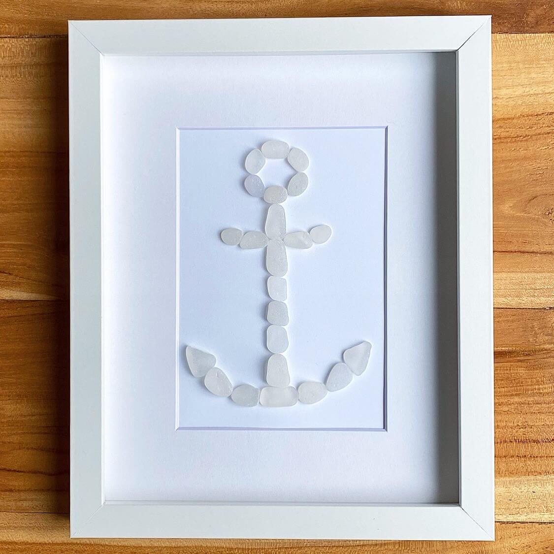 white anchor sea glass collage