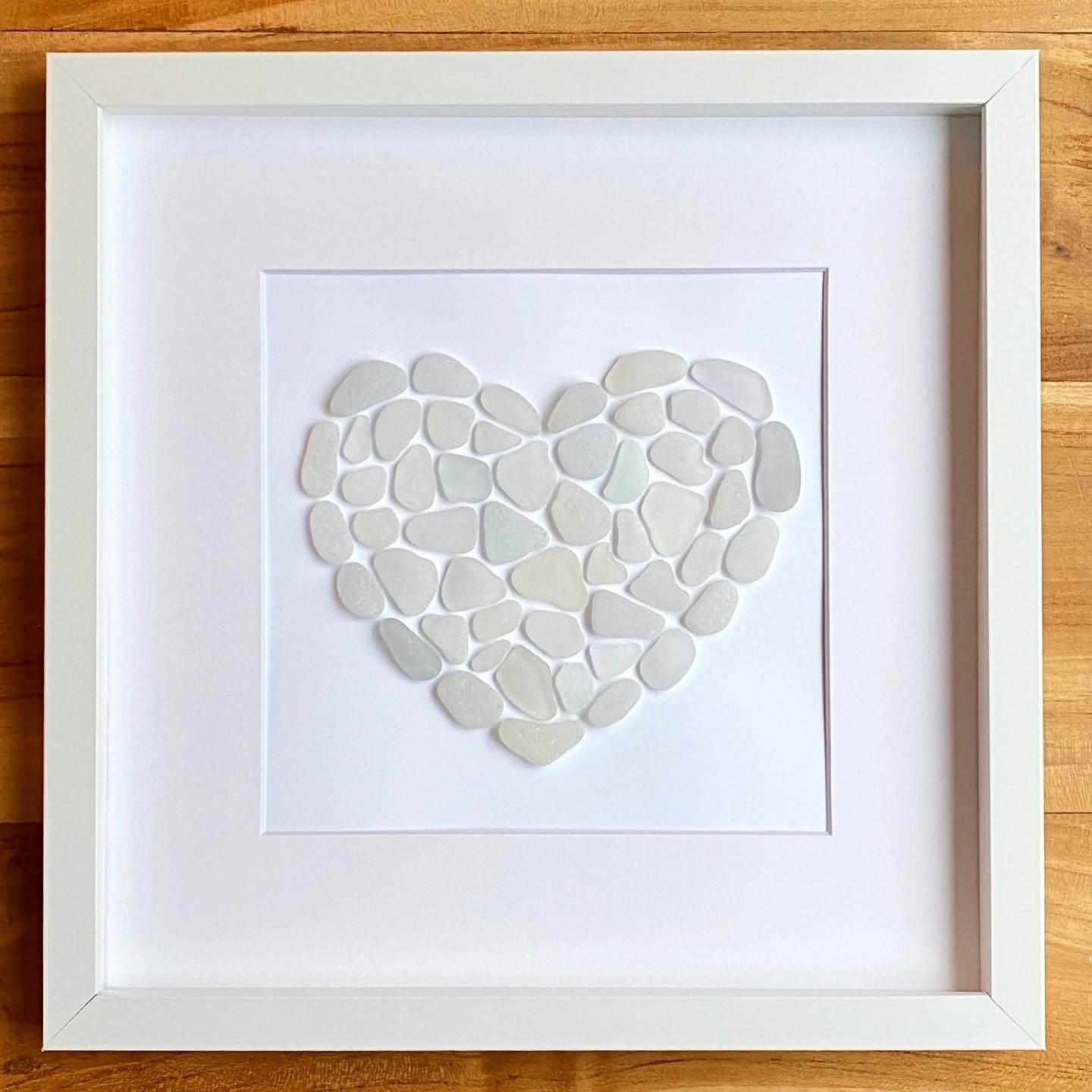 white heart sea glass art